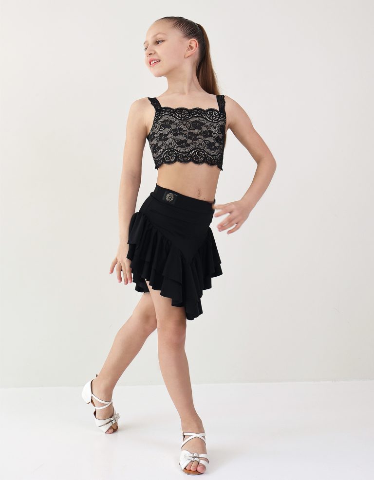 Топ "FLORA" черное кружево